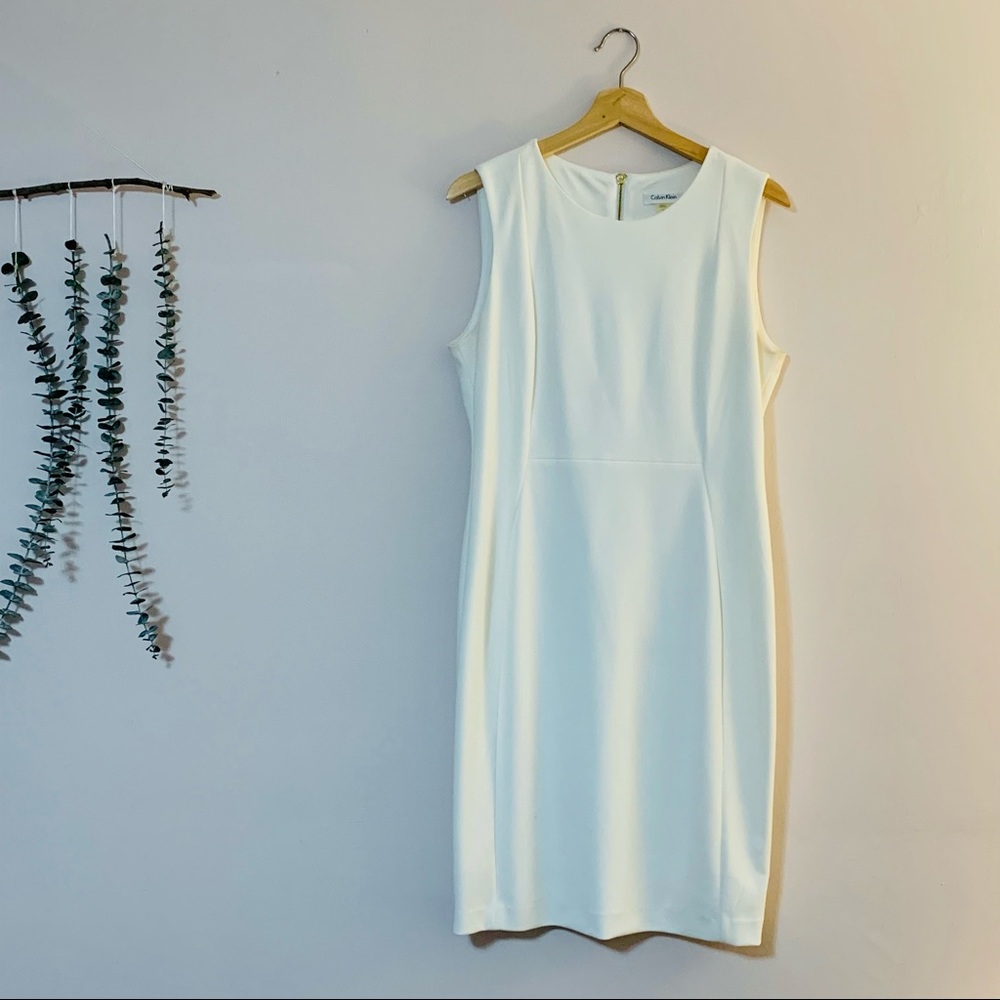 Calvin Klein sleeveless white shift dress
